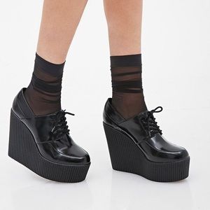 Faux leather platform heel creepers